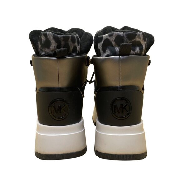 Michael Kors Women’s Black & Grey Leopard Print High-Top Boots Approx. Sz 8/8.5 - Picture 7 of 9
